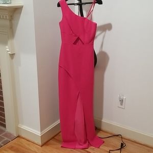 BCBG MaxAzria Kauri Peek-a-boo One Shoulder Gown